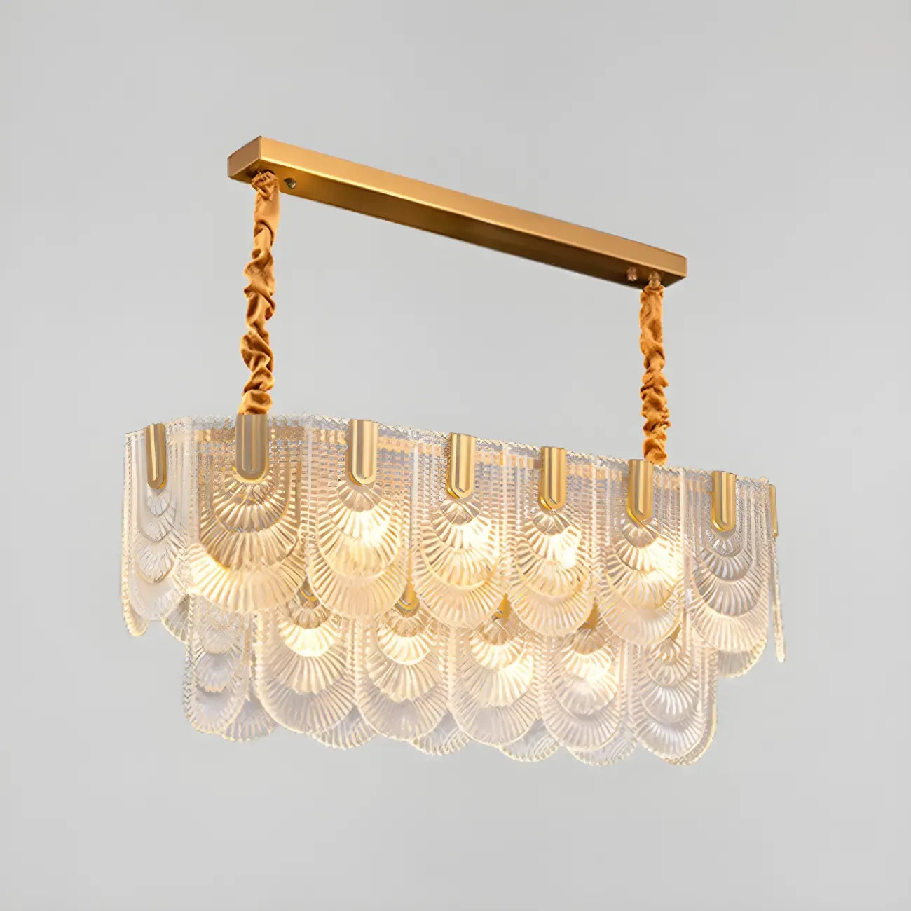 Luxury Gold Metal Island Pendant Light with Glass Accents