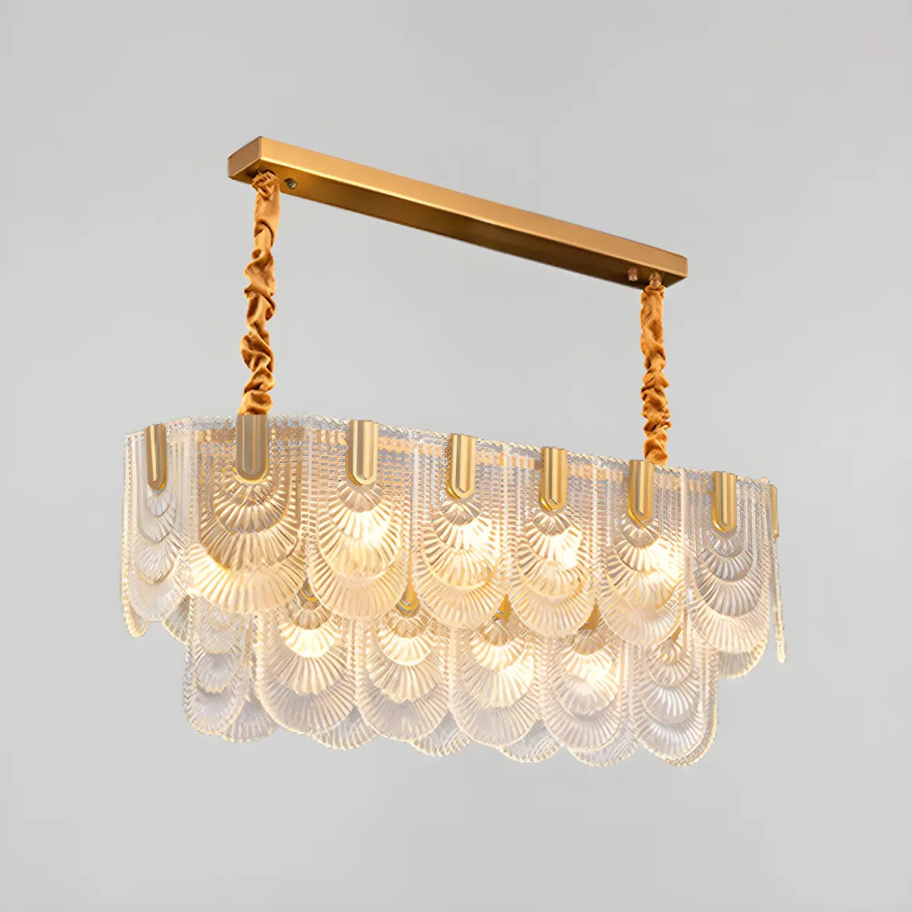 Luxury Gold Metal Island Pendant Light with Glass Accents