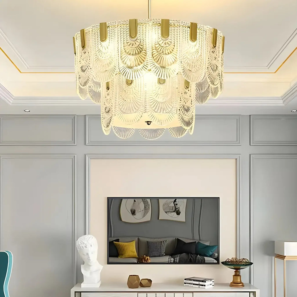 Luxury Gold Metal Island Pendant Light with Glass Accents