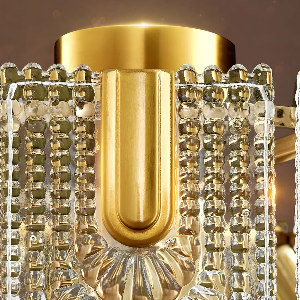 Luxury Gold Metal Island Pendant Light with Glass Accents