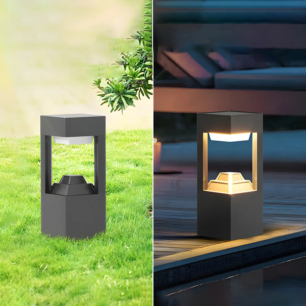 Stylish Solar Black LED Metal Outdoor Post Lights