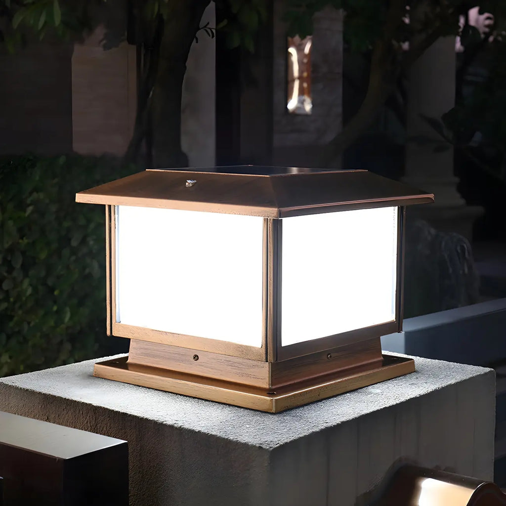 Postmodern Black Cube Solar Outdoor Post Lights