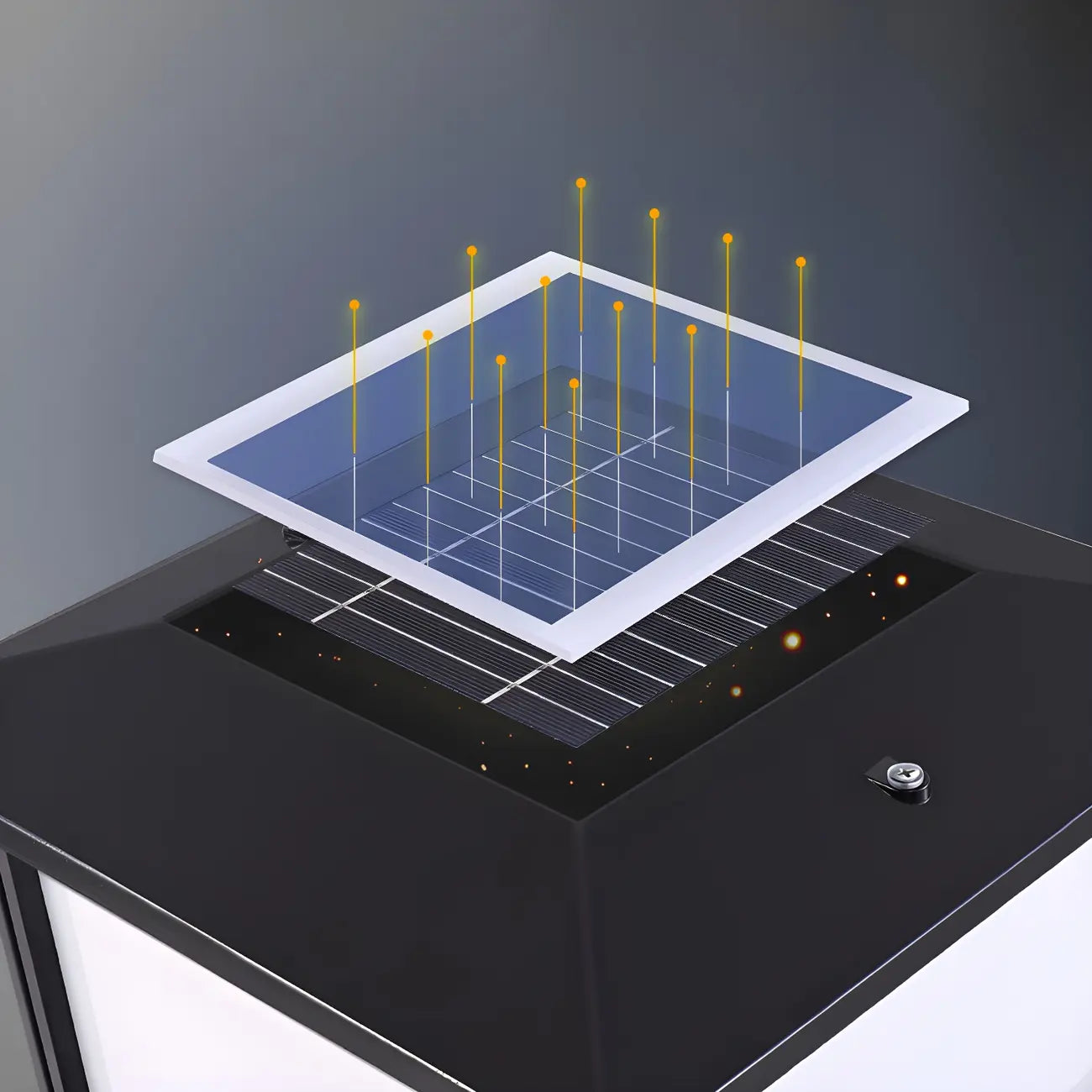 Postmodern Black Cube Solar Outdoor Post Lights