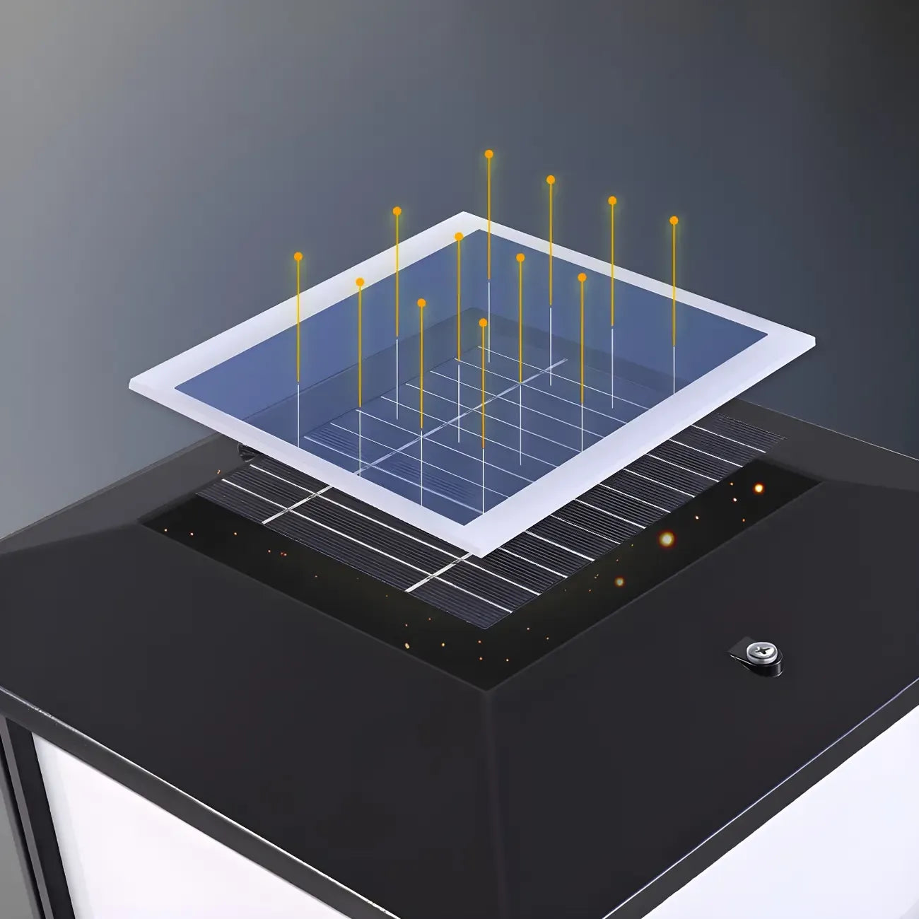 Postmodern Black Cube Solar Outdoor Post Lights