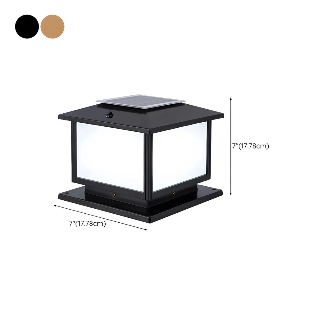 Postmodern Black Cube Solar Outdoor Post Lights