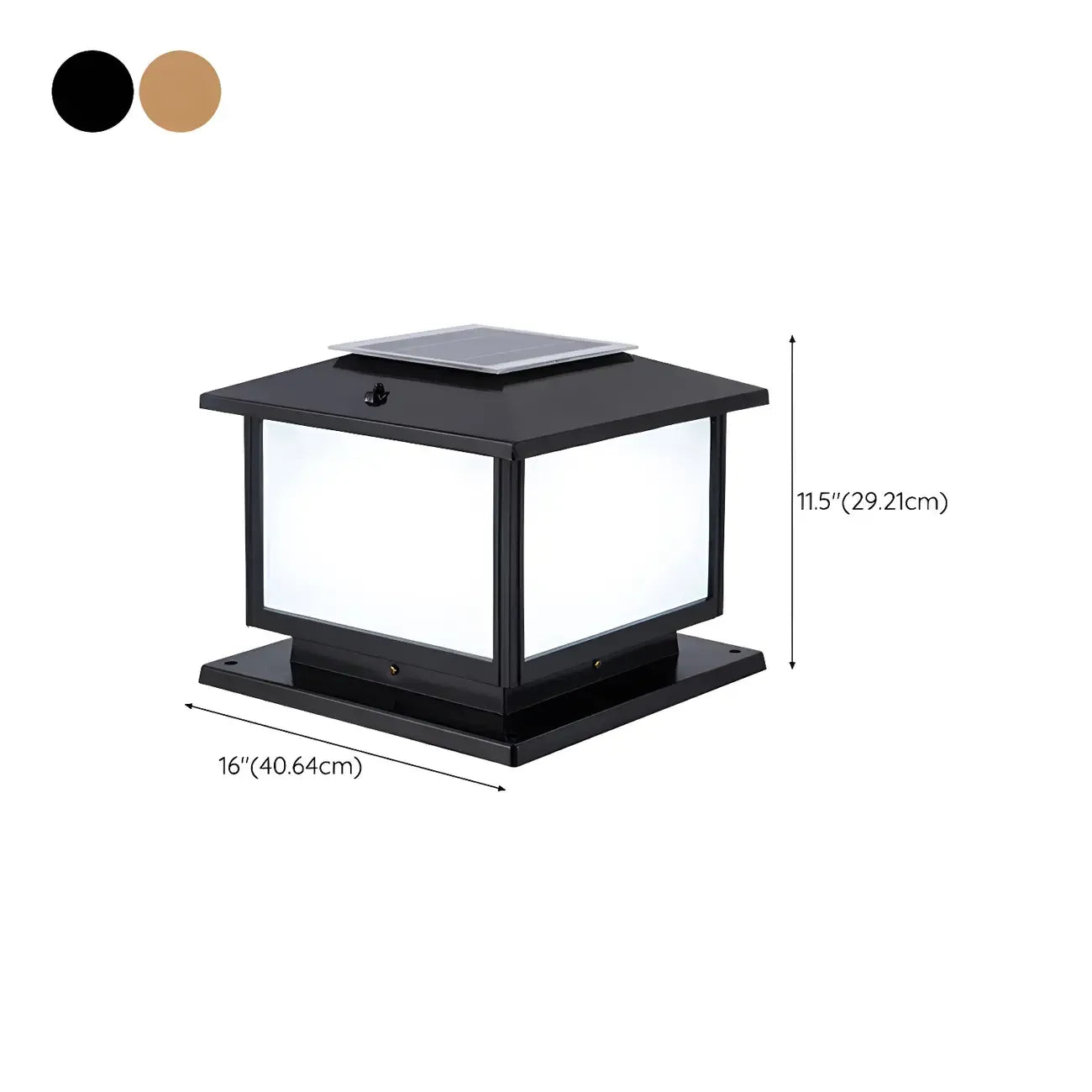 Postmodern Black Cube Solar Outdoor Post Lights