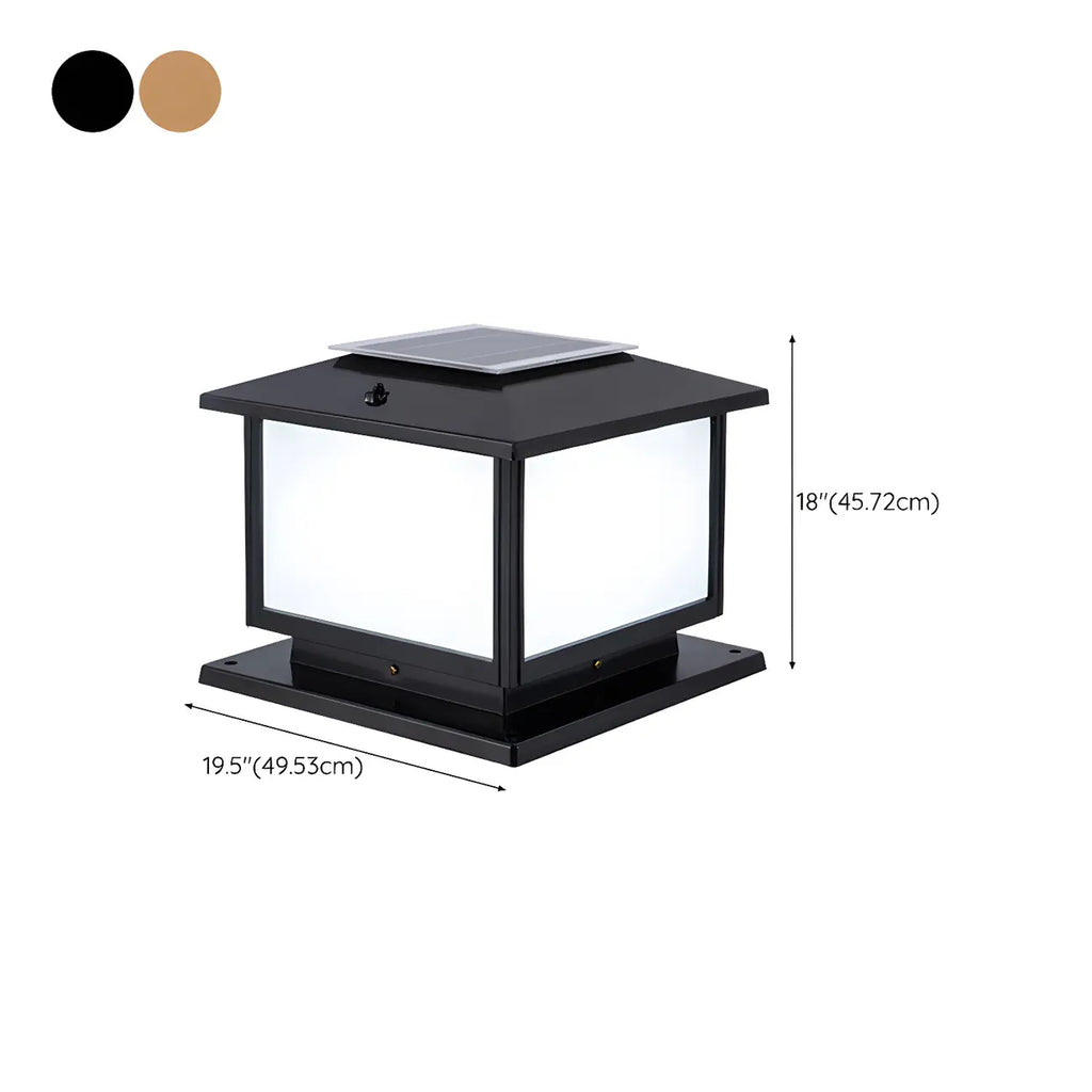 Postmodern Black Cube Solar Outdoor Post Lights
