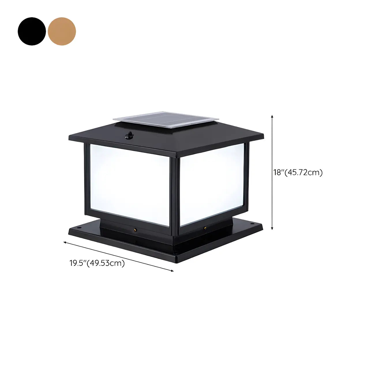 Postmodern Black Cube Solar Outdoor Post Lights