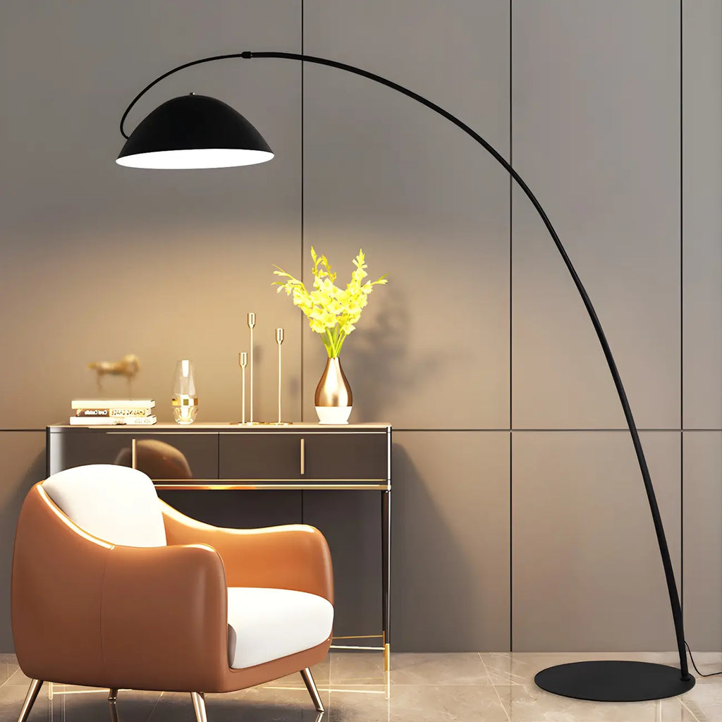 Black Dome Iron Arched Floor Lamp with Foot Switch