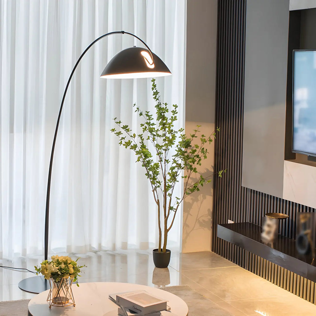 Black Dome Iron Arched Floor Lamp with Foot Switch