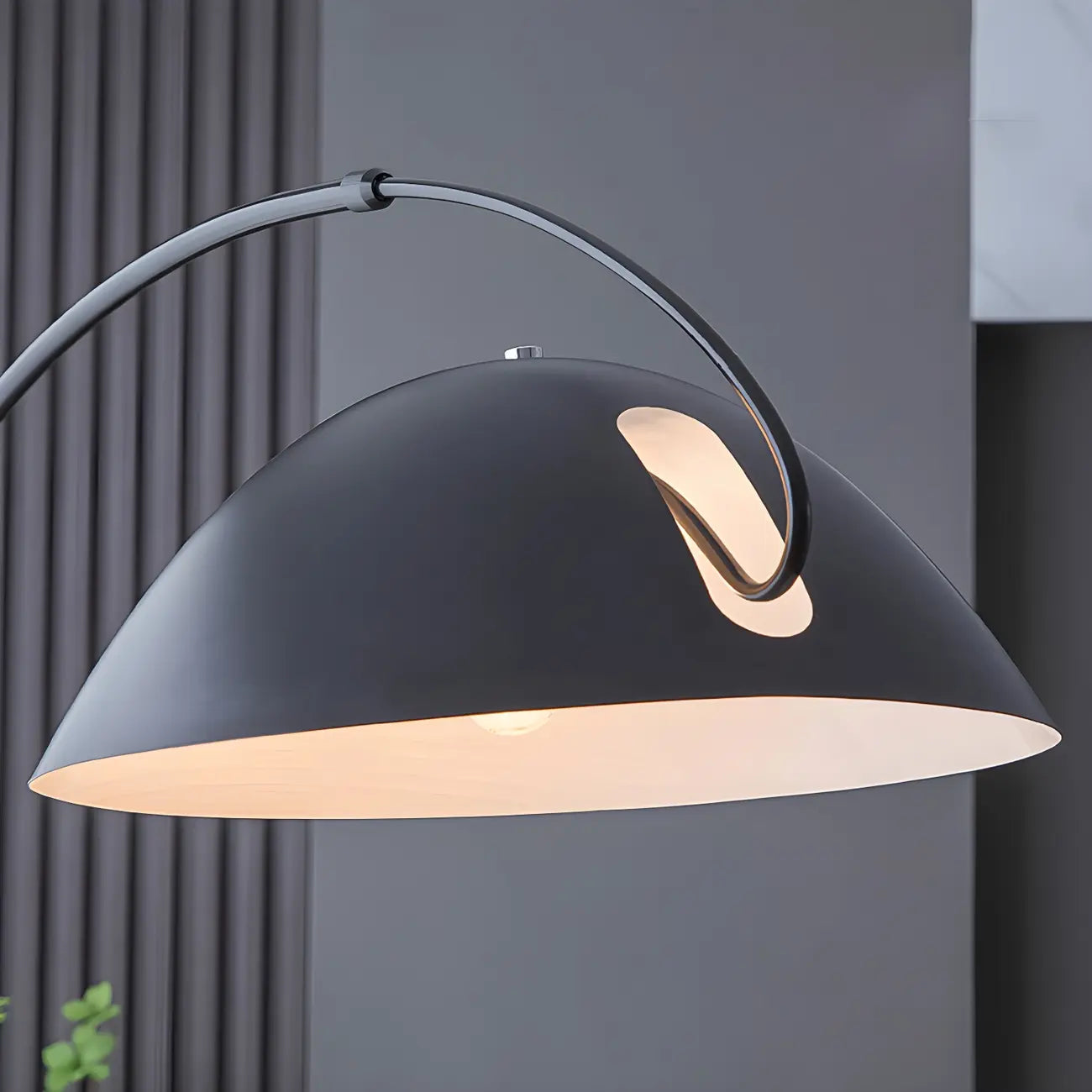 Black Dome Iron Arched Floor Lamp with Foot Switch