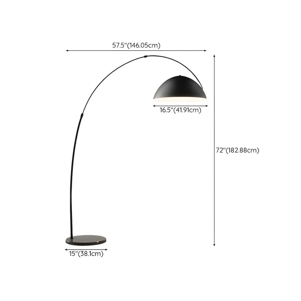 Black Dome Iron Arched Floor Lamp with Foot Switch