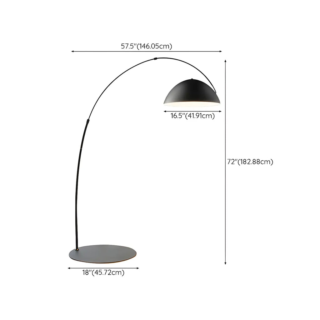 Black Dome Iron Arched Floor Lamp with Foot Switch