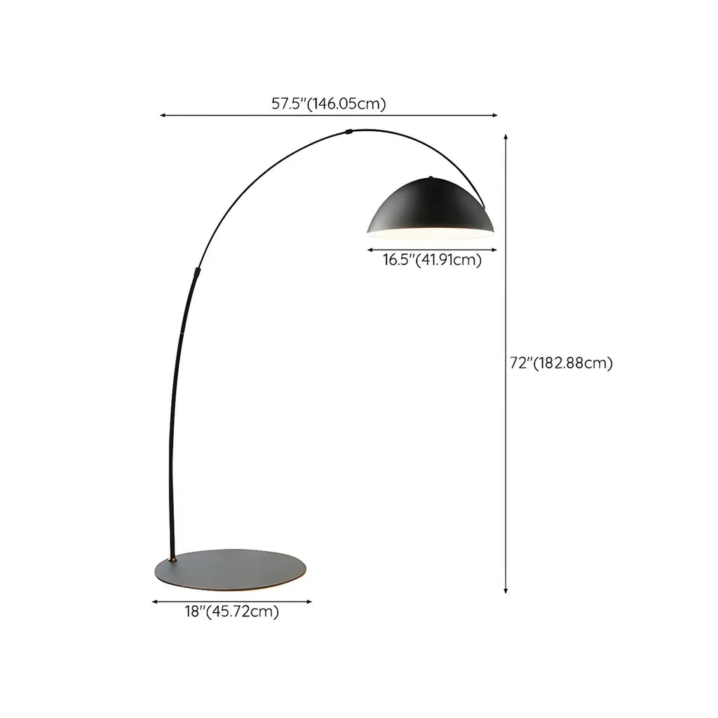 Black Dome Iron Arched Floor Lamp with Foot Switch