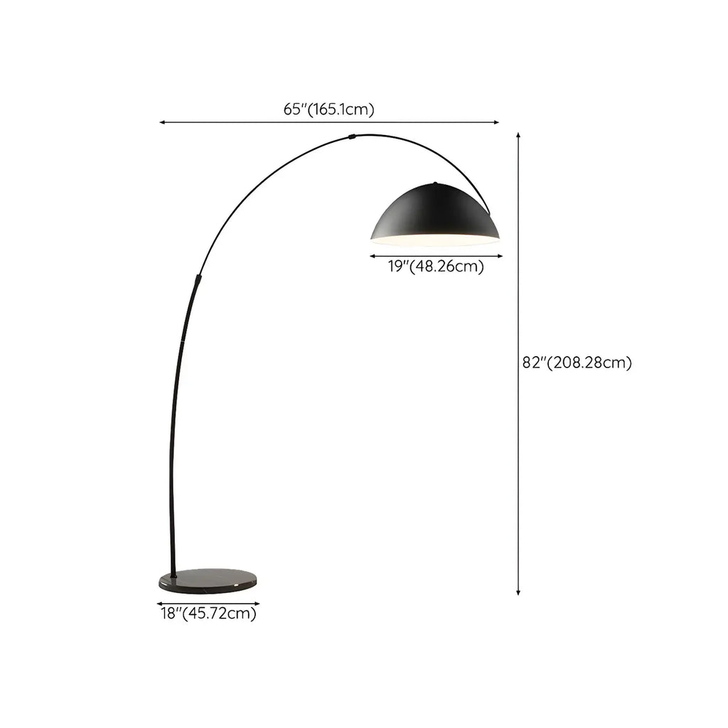 Black Dome Iron Arched Floor Lamp with Foot Switch