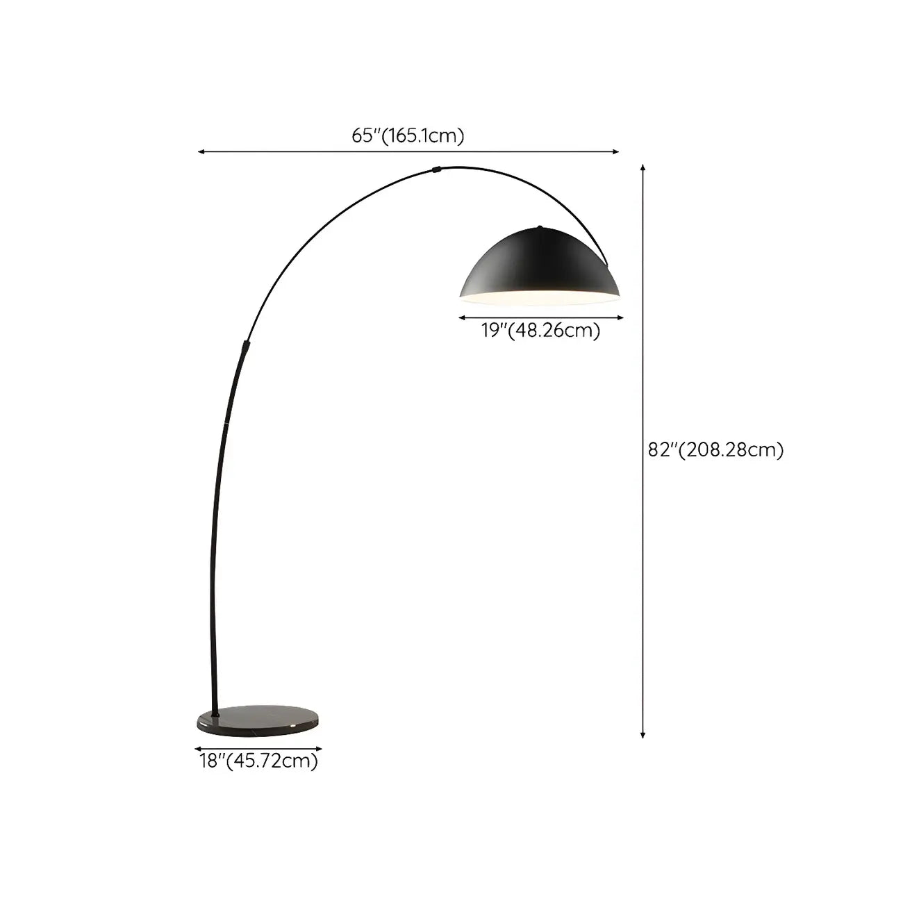 Black Dome Iron Arched Floor Lamp with Foot Switch