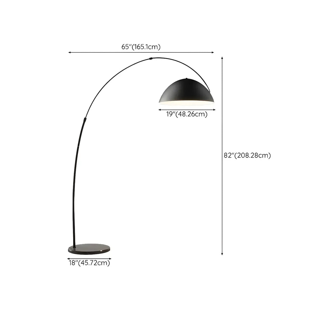 Black Dome Iron Arched Floor Lamp with Foot Switch