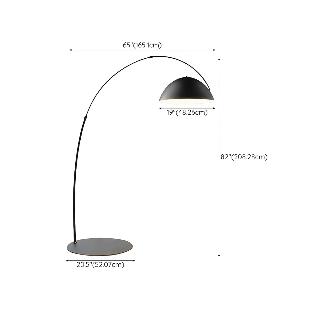 Black Dome Iron Arched Floor Lamp with Foot Switch