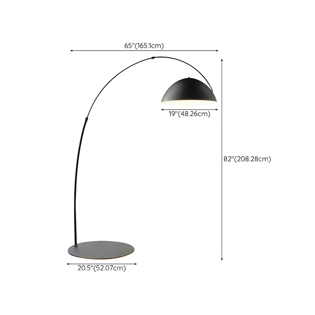 Black Dome Iron Arched Floor Lamp with Foot Switch