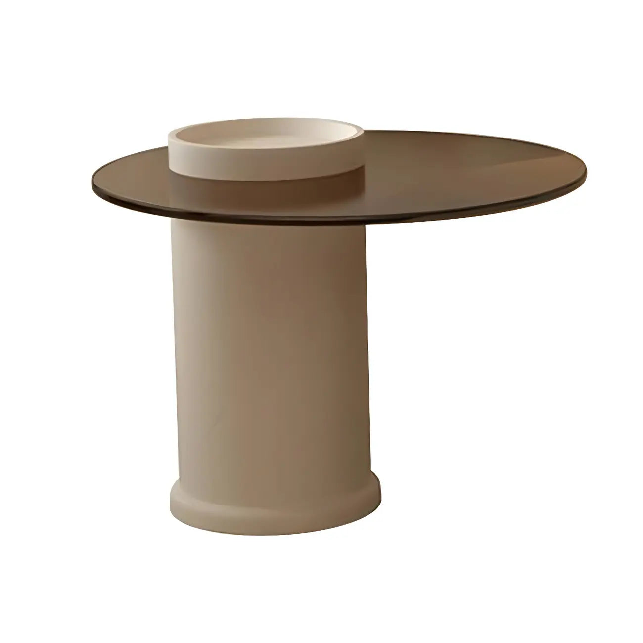 White Round Modern Wood Coffee Table with Storage Base