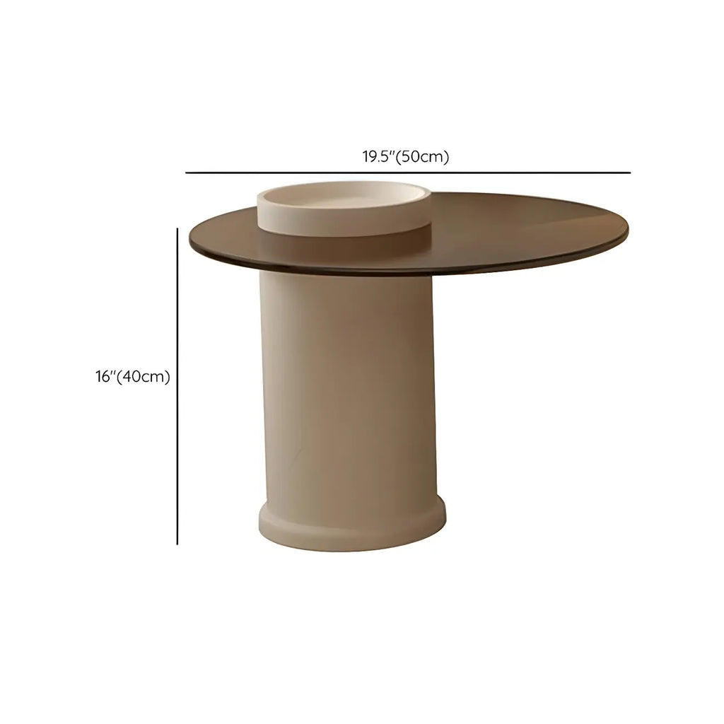 White Round Modern Wood Coffee Table with Storage Base