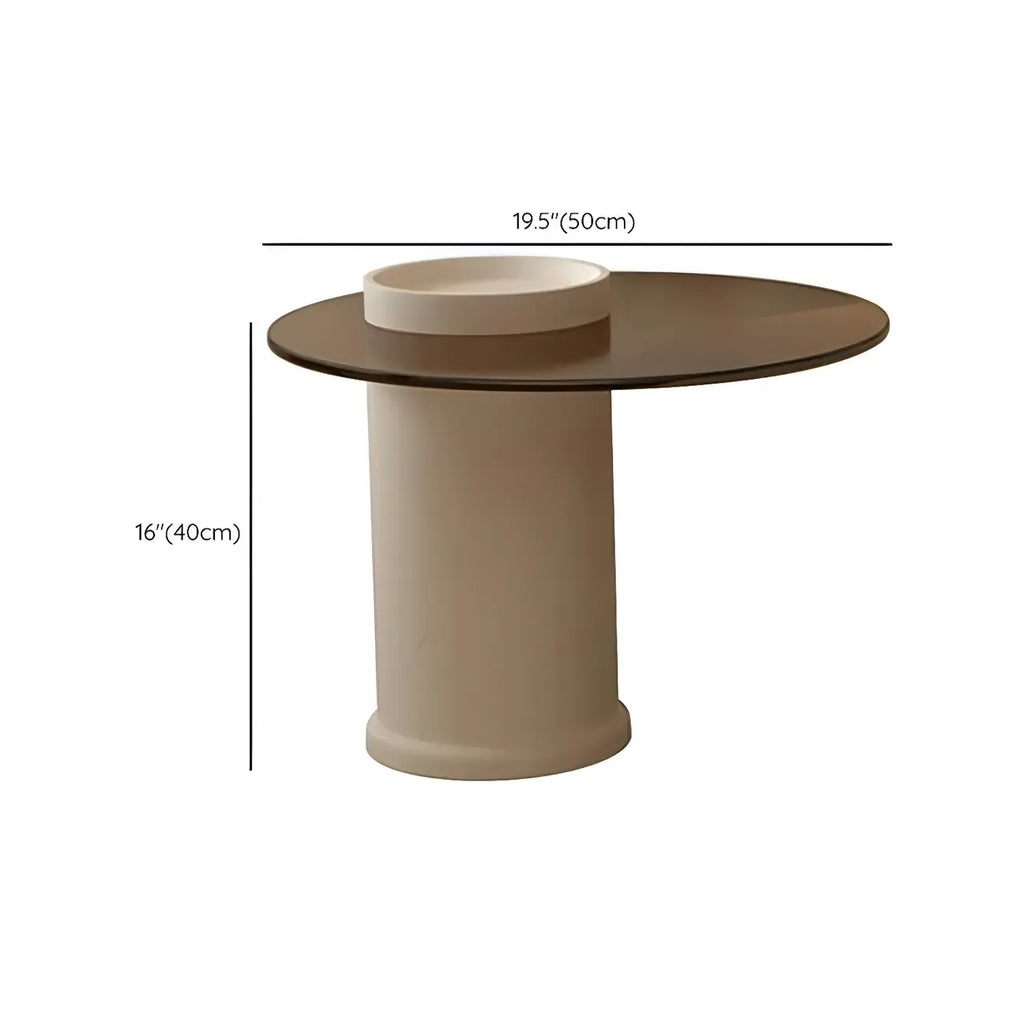 White Round Modern Wood Coffee Table with Storage Base