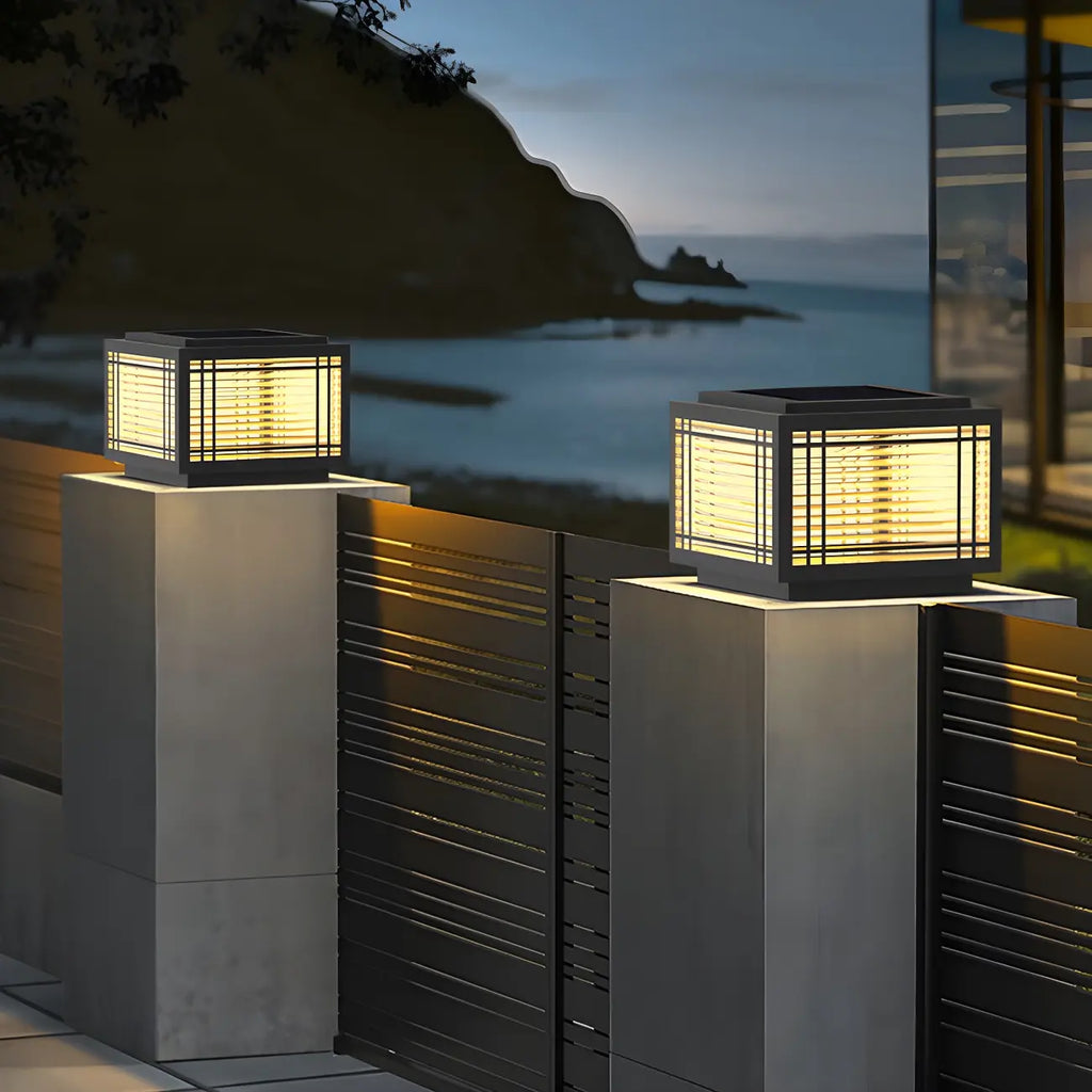 Solar Black Warm Light LED Outdoor Post Lights