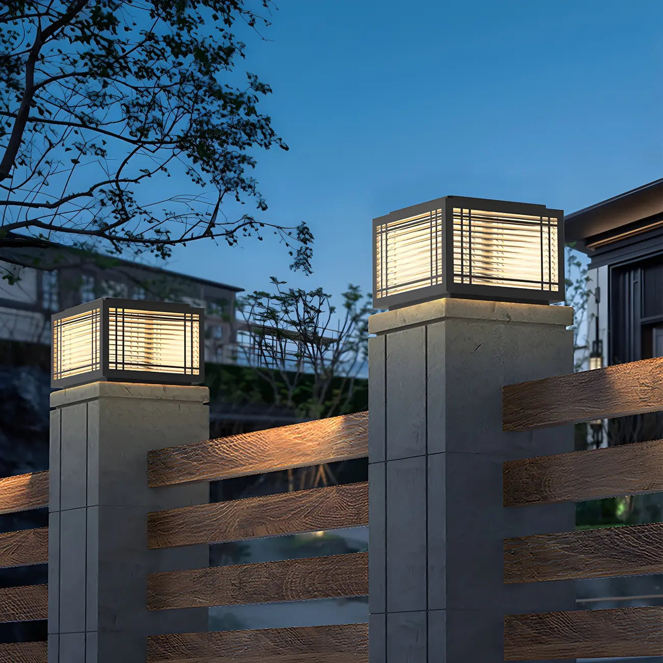 Solar Black Warm Light LED Outdoor Post Lights