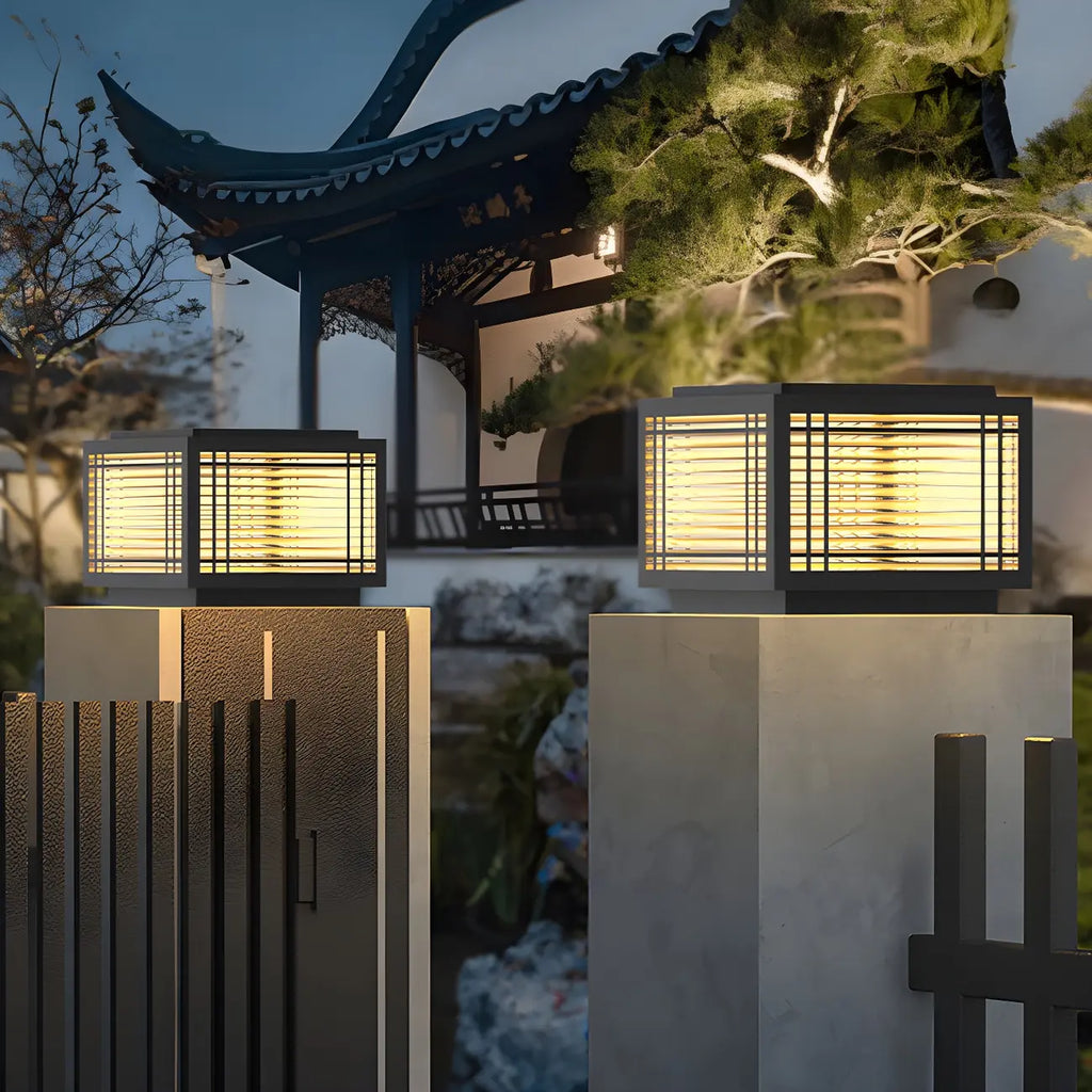 Solar Black Warm Light LED Outdoor Post Lights