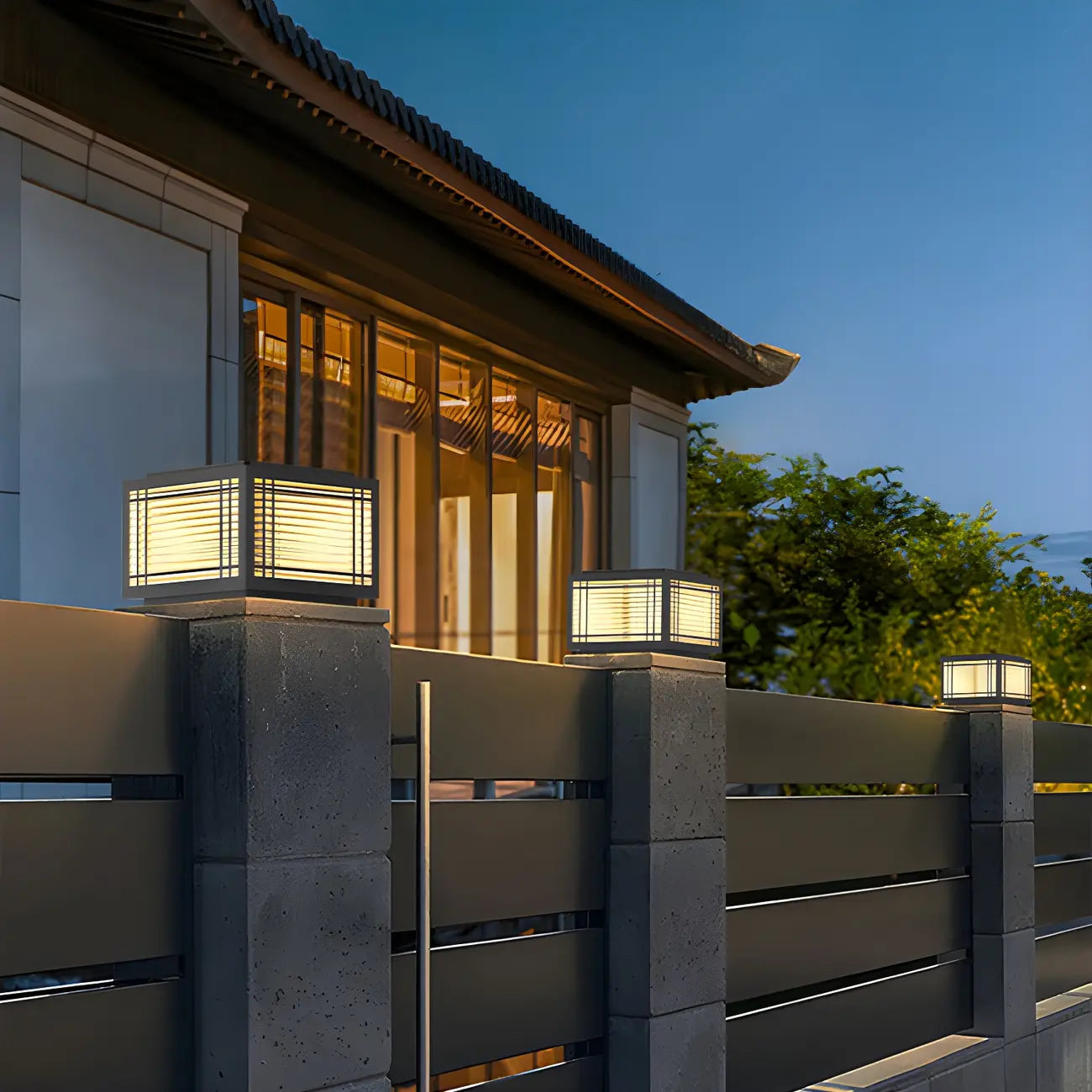 Solar Black Warm Light LED Outdoor Post Lights