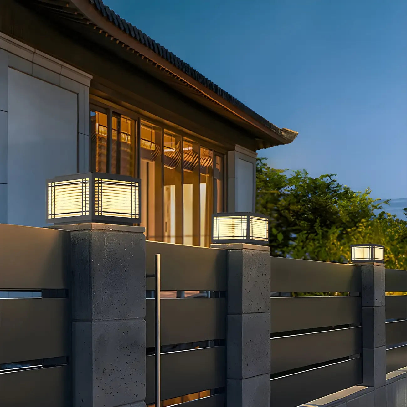 Solar Black Warm Light LED Outdoor Post Lights