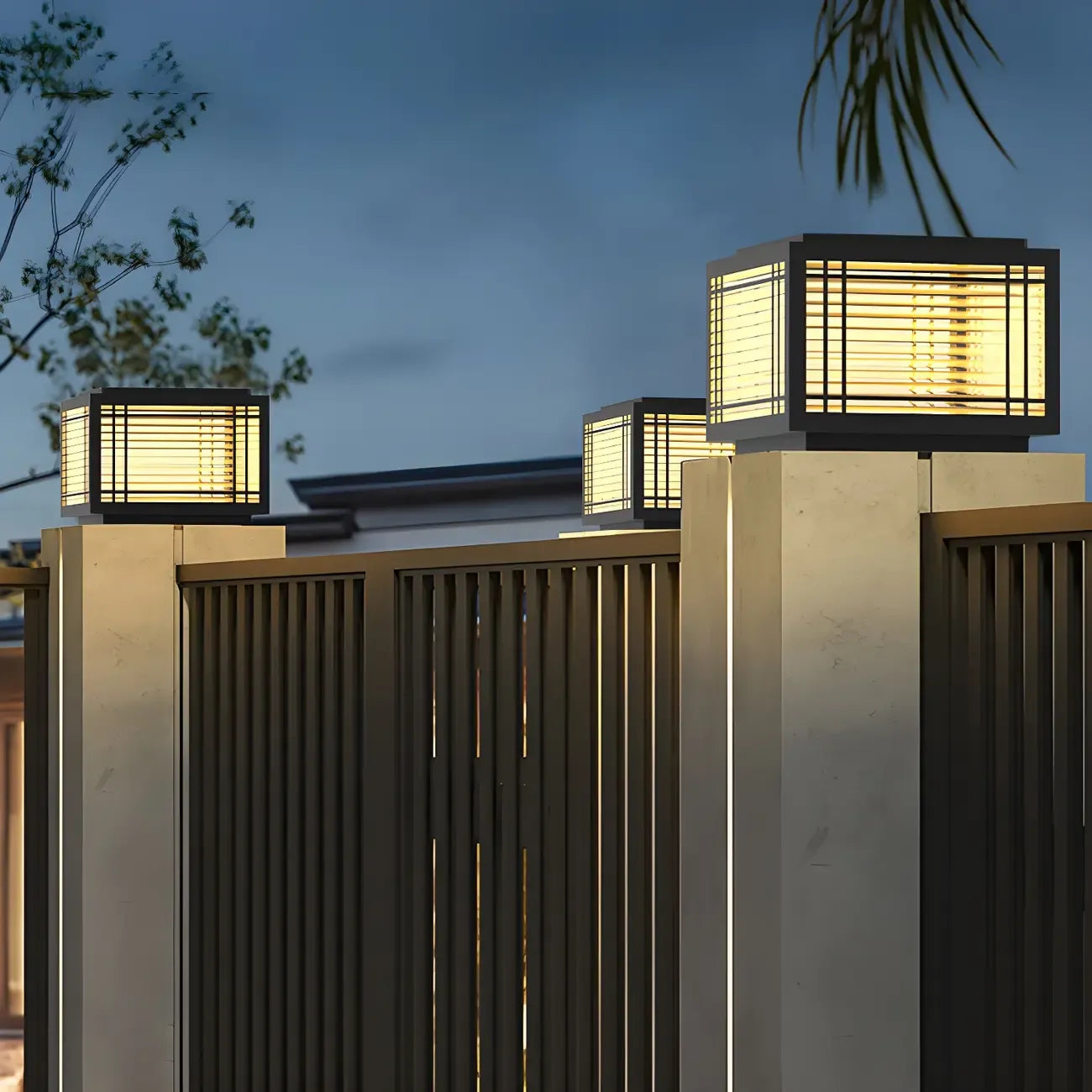 Solar Black Warm Light LED Outdoor Post Lights