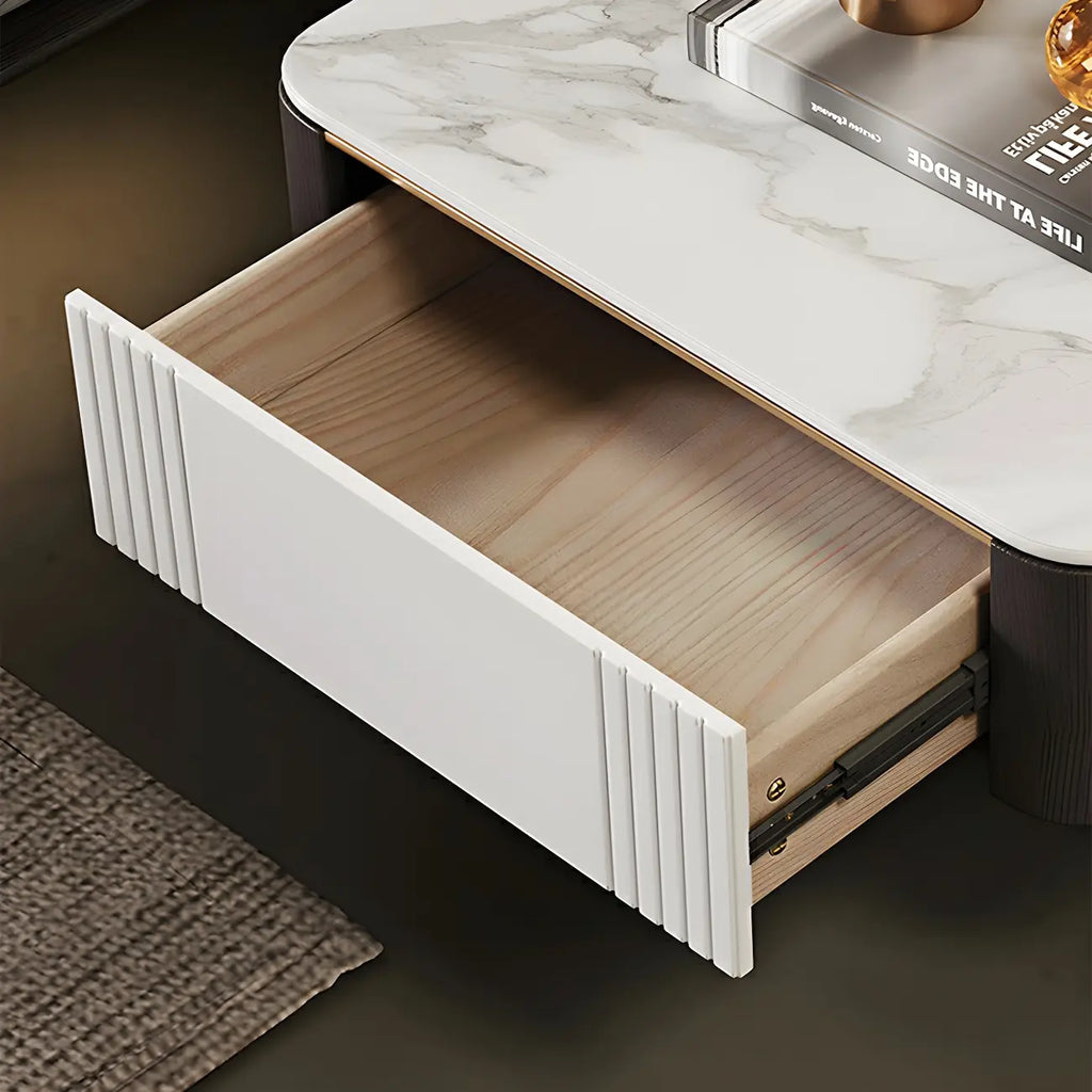 Low Stone Top Floating Nightstand with Drawer Set of 2