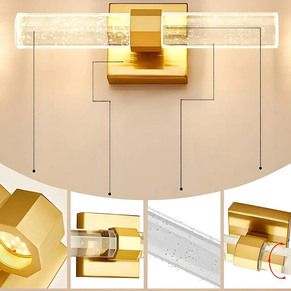 Stylish LED Vanity Light with Crystal Shade for Bathroom