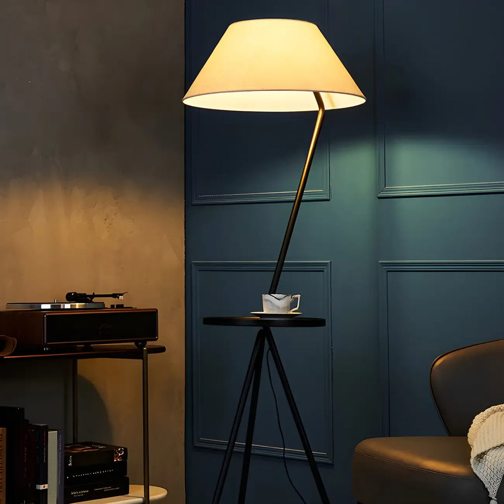 Black Metal Modern Tripod Floor Lamp with Coffee Table