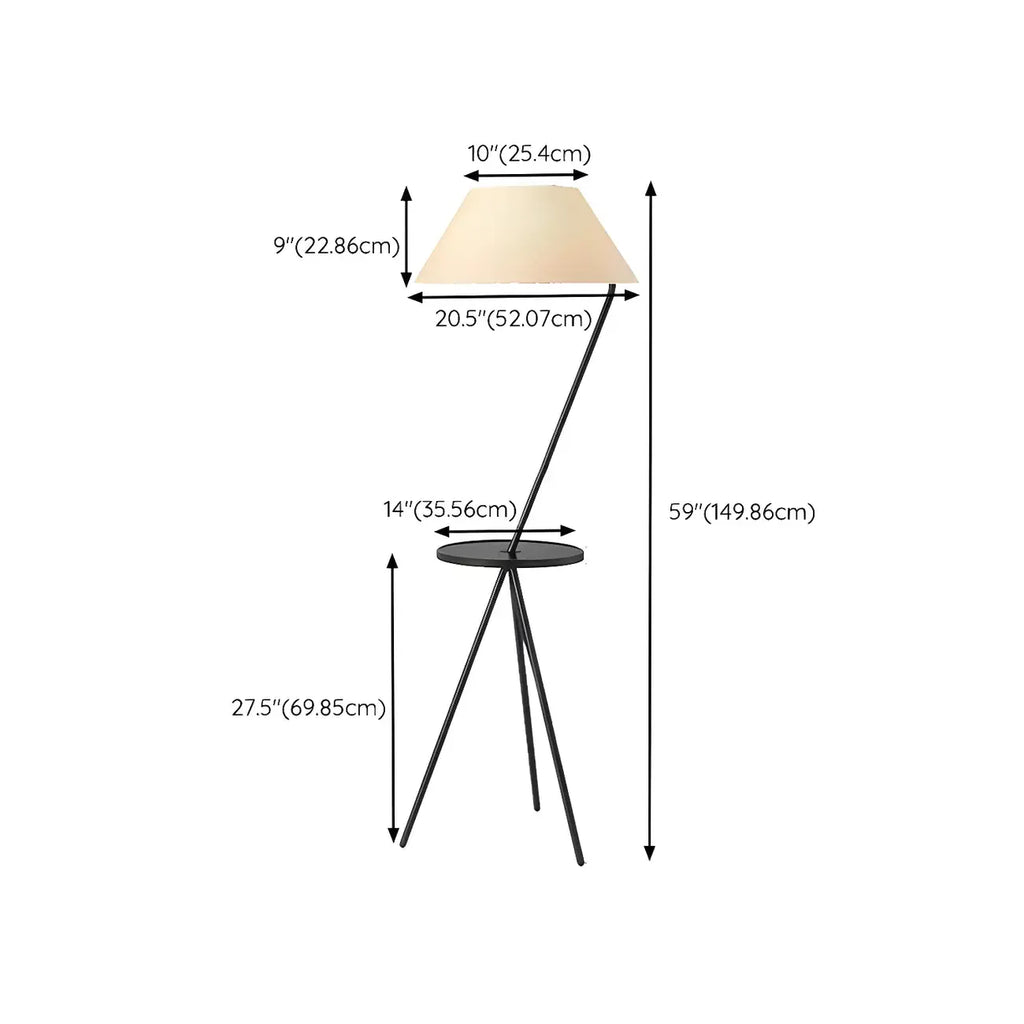 Black Metal Modern Tripod Floor Lamp with Coffee Table