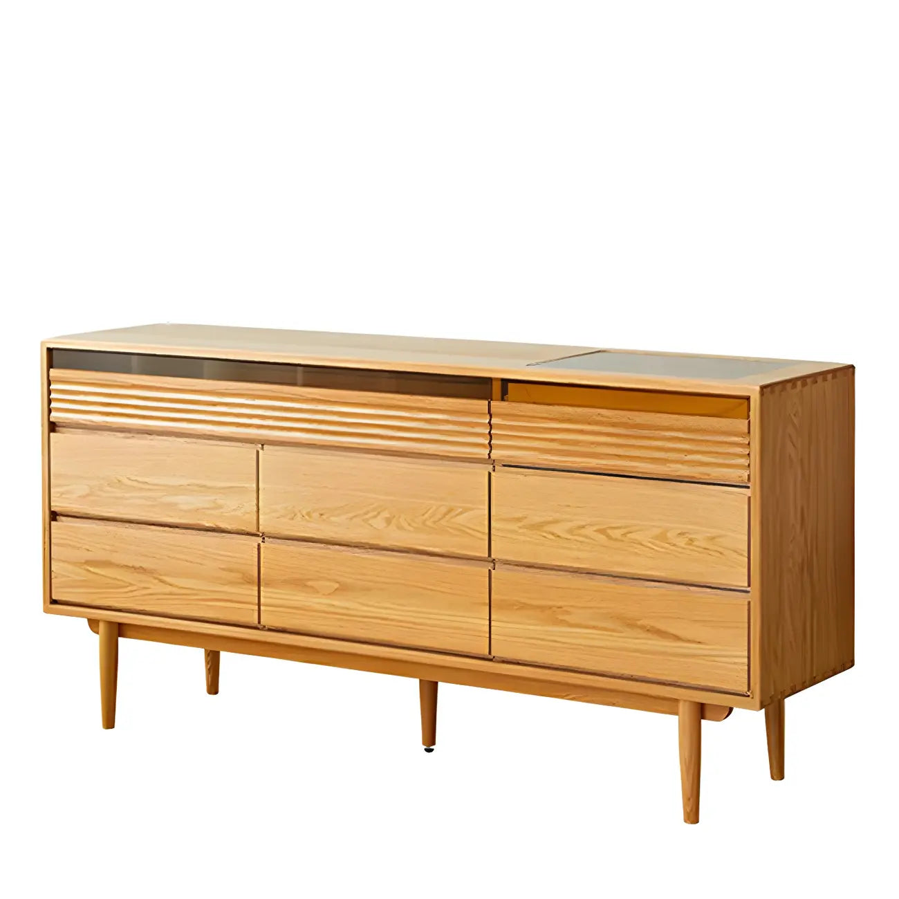 Scandinavian Natural Light Wood Dresser with 8-Drawers