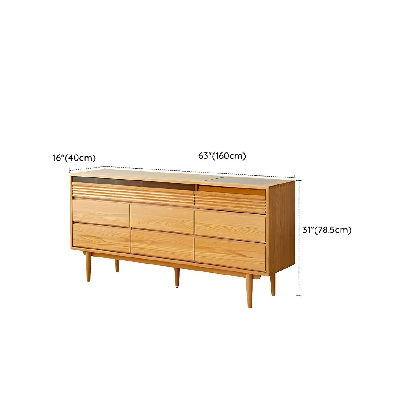Scandinavian Natural Light Wood Dresser with 8-Drawers