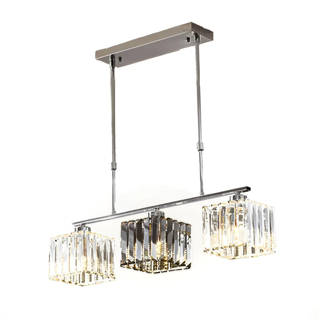 Modern Glass Island Pendant Light with Metal Frame for Kitchen