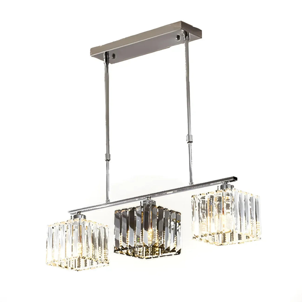 Modern Glass Island Pendant Light with Metal Frame for Kitchen