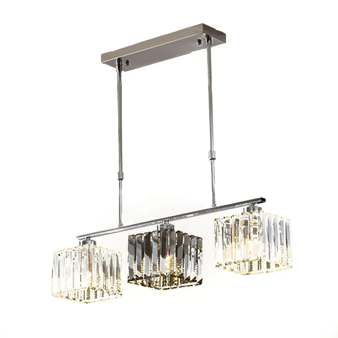 Modern Glass Island Pendant Light with Metal Frame for Kitchen