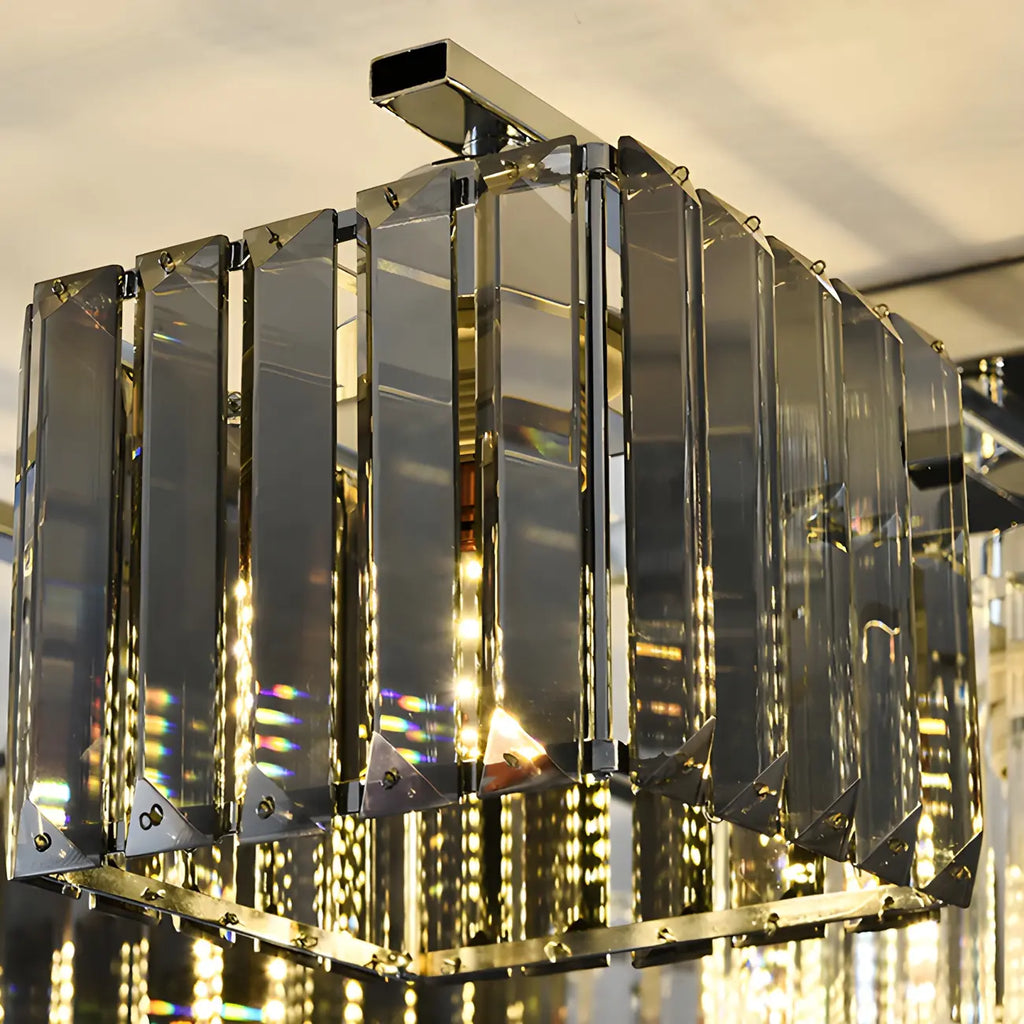 Modern Glass Island Pendant Light with Metal Frame for Kitchen