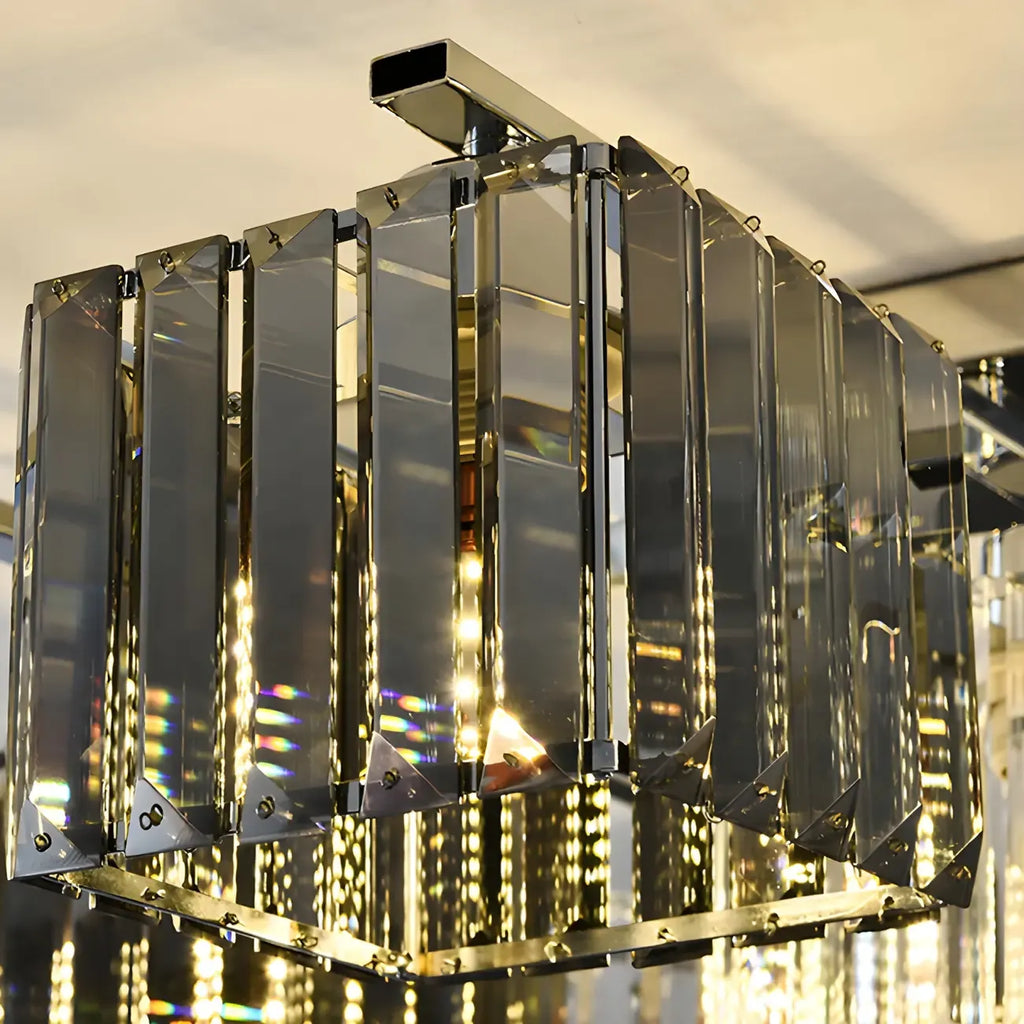 Modern Glass Island Pendant Light with Metal Frame for Kitchen