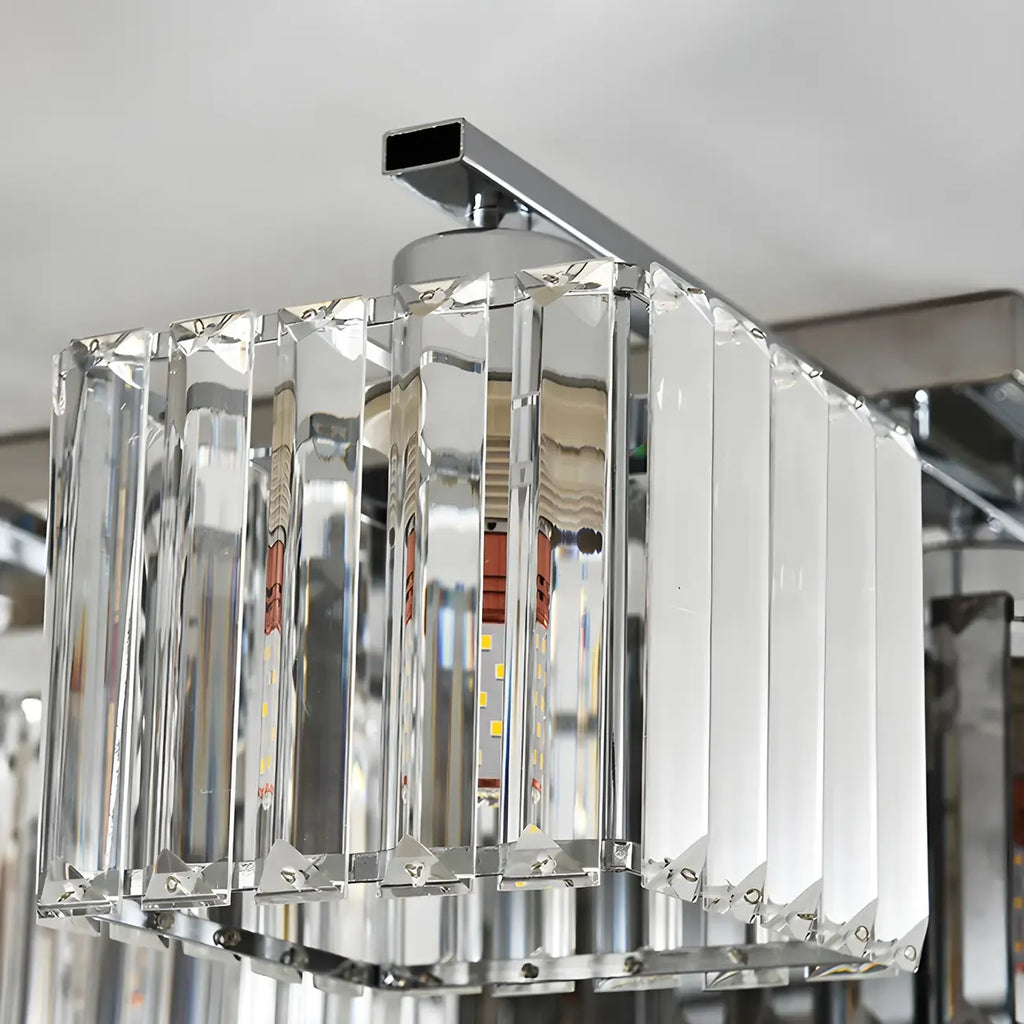 Modern Glass Island Pendant Light with Metal Frame for Kitchen