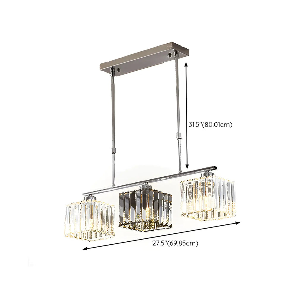 Modern Glass Island Pendant Light with Metal Frame for Kitchen