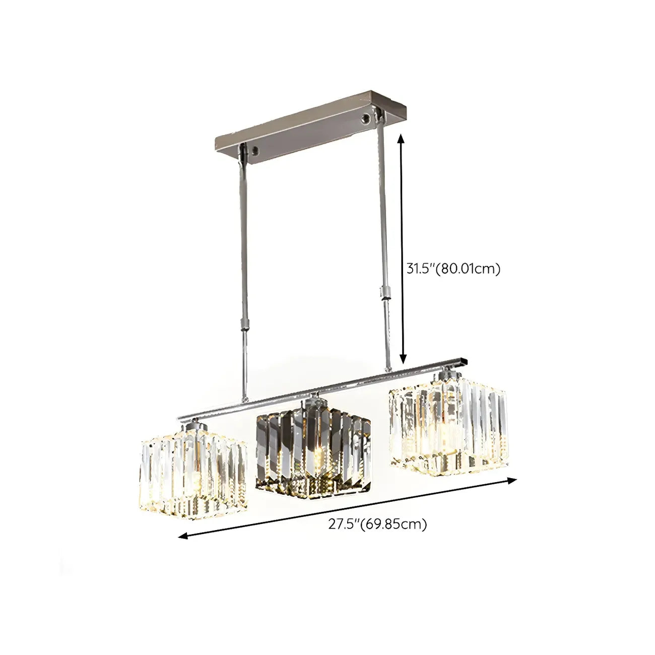 Modern Glass Island Pendant Light with Metal Frame for Kitchen