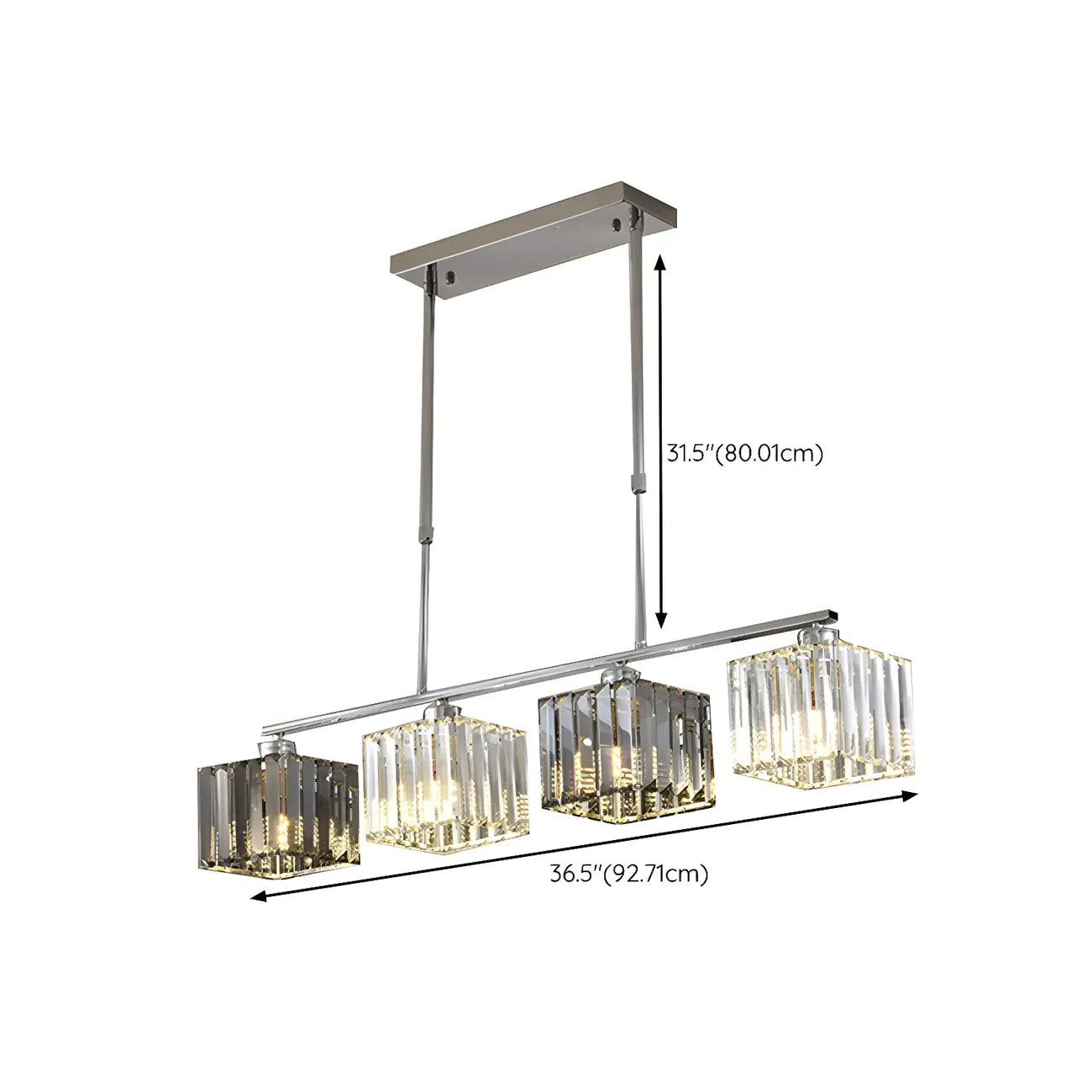 Modern Glass Island Pendant Light with Metal Frame for Kitchen