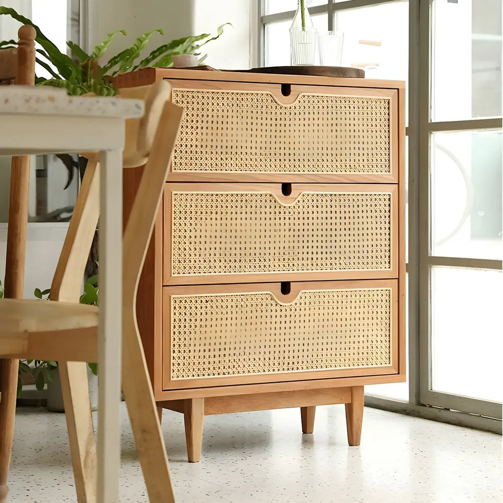 Tropical Natural Dressers with 3-Drawers & Rattan Doors