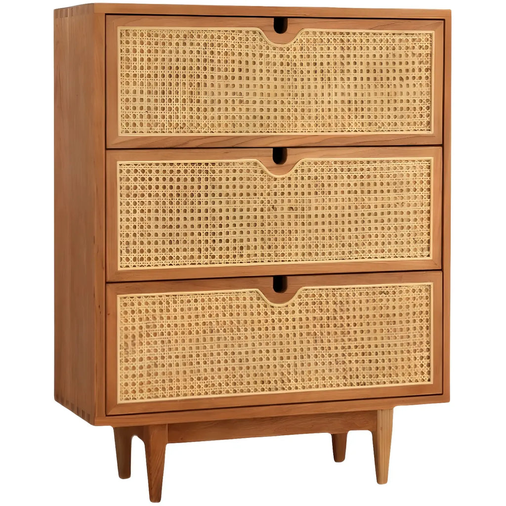 Tropical Natural Dressers with 3-Drawers & Rattan Doors