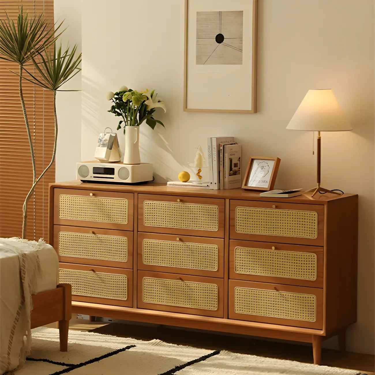 Tropical Natural Dressers with 3-Drawers & Rattan Doors